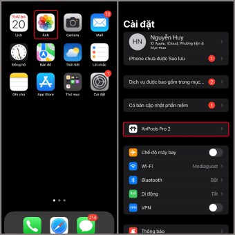 Sướng hơn hẳn khi vuốt để tăng giảm âm lượng trên Airpods Pro 2 3 Vào phần ứng dụng “Cài đặt” trên iPhone, sau đó chọn pop up AirPods Pro 2